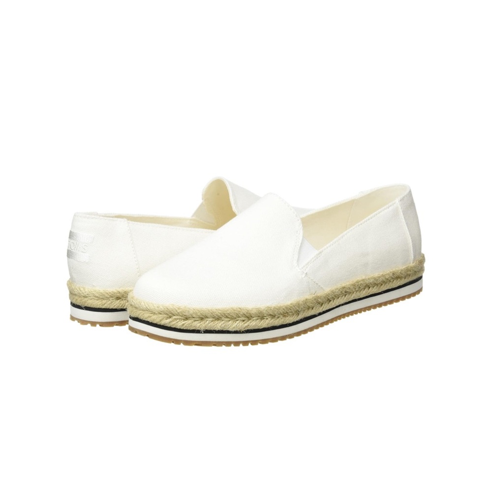 Like New TOMS Womens Palma White Canvas Slip On Espadrille Shoes size 9